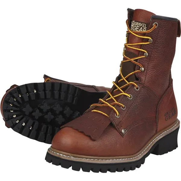 Gravel Gear Men's 8inch Logger Work Boots - Brown, Size 9 Wide
