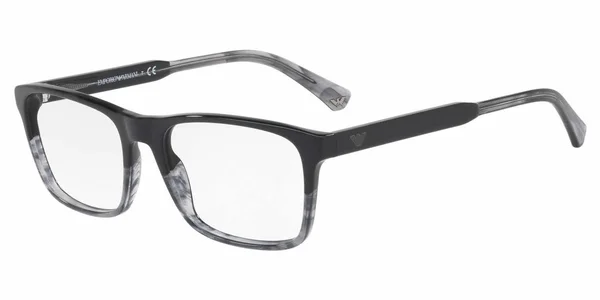 Emporio Armani EA3120 Eyeglasses 5566 Shiny Black & Striped Grey