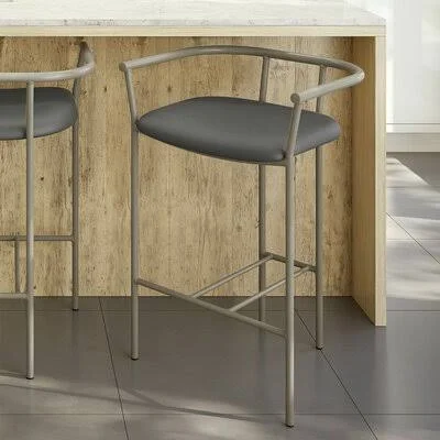 Amandine Bar & Counter Stool Corrigan Studio Seat Height: Counter Stool (24” Seat Height), Upholstery: Dark Gray, Frame Colo