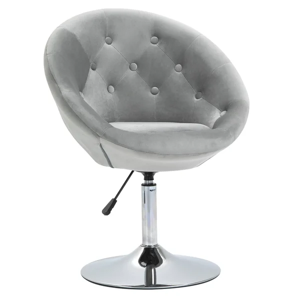HOMCOM Dining Height Bar Stool Tufted Fabric Adjustable Height Armless Swivel Seat