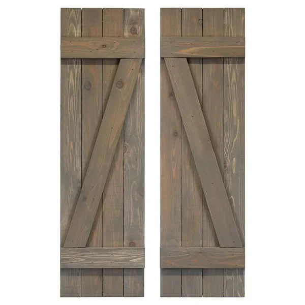14 in. x 36 in. Z Stone Gray Board & Batten Shutters Pair