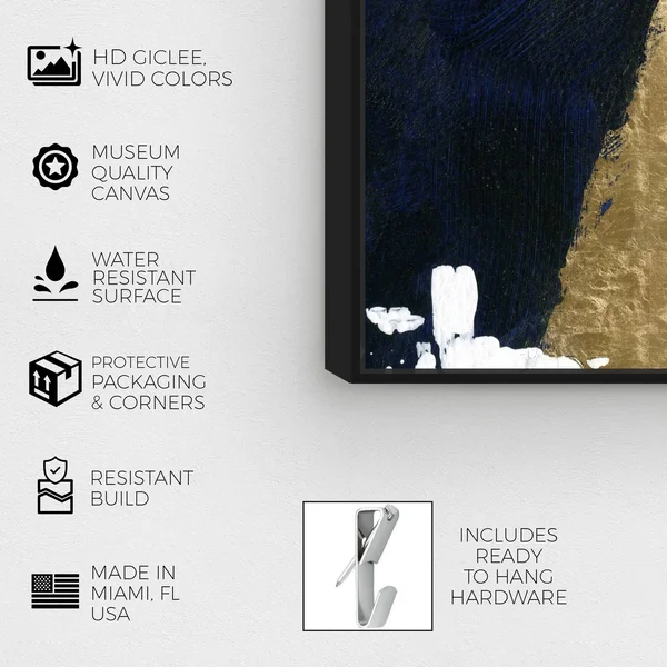 Oliver Gal Abstract Wall Art Framed Canvas Prints 'Night and Day' Paint - Gold, Gold - 45 x 30