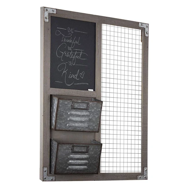 Rustic Chalkboard 2 Bins Wall Organizer