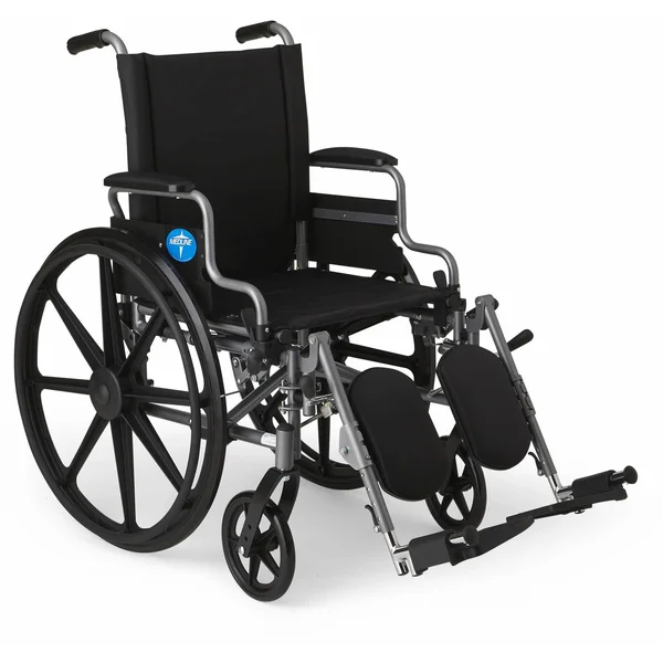 Medline K4 Basic Lightweight Wheelchair - 18 Wide Seat, Desk-Length Arms, Elevating Leg Rests