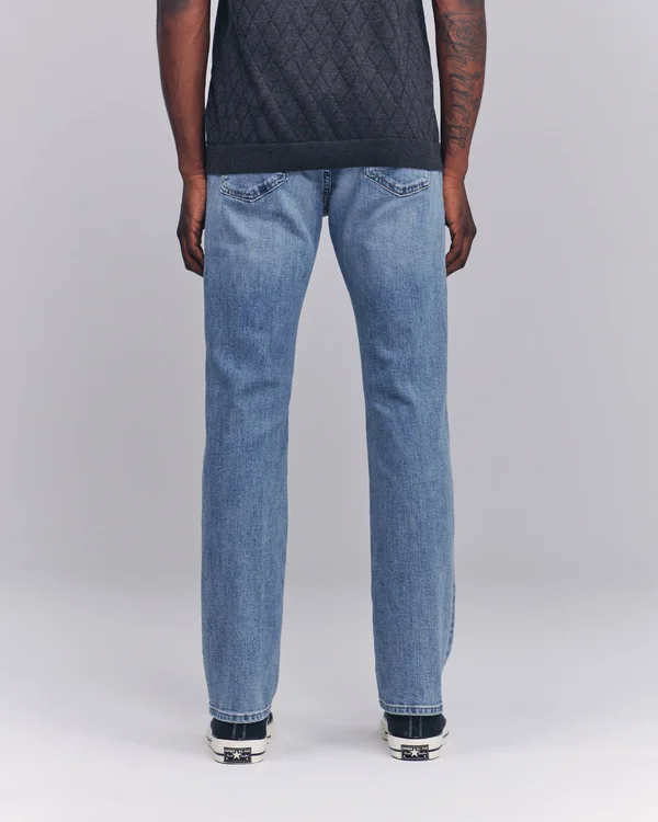 Men's Straight Jeans in Light Medium Wash, Size 32 x 34, Abercrombie & Fitch