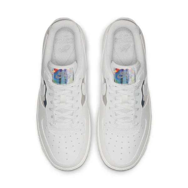Nike Womens Air Force 1 Low Iridescent Shoes White/Silver Size 8.5