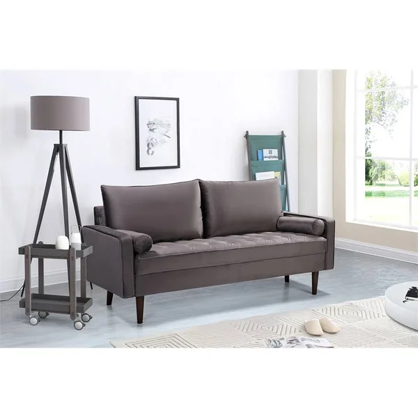 Kingway Furniture Velvet Genoa Living Room Sofa in Gray - SF1835-GR-S