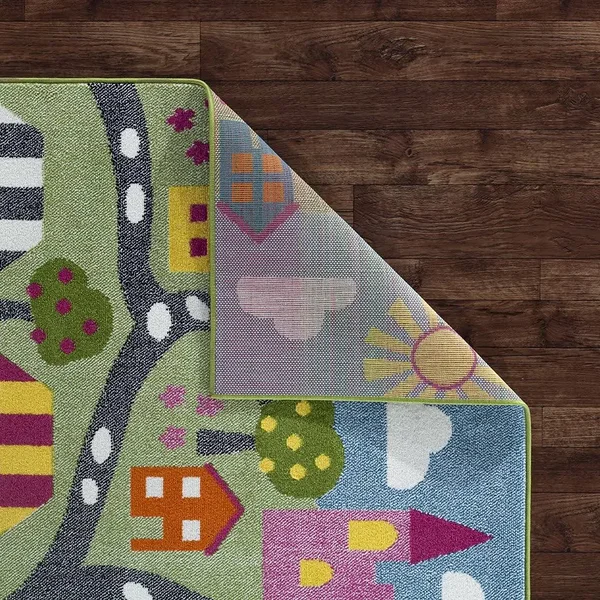 LR Resources Whimsical 81281 Green/Blue 5& x 7& Area Rug