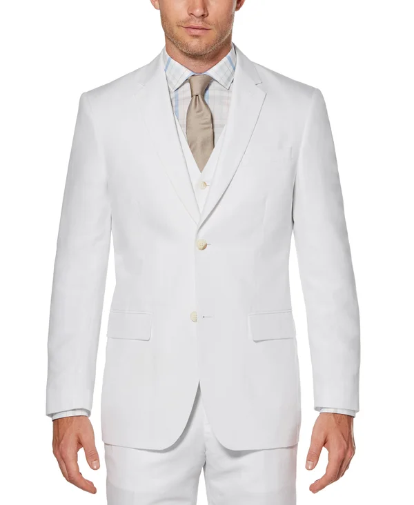 Perry Ellis Men's Linen Suit Jacket - Bright White Twill, Extra Small/36 Short