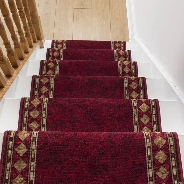 runrug USA Cheops Red Stair Carpet Runner Length: 21 foot, WIDTHS