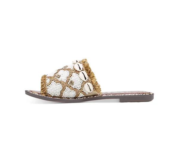 Sam Edelman Grey Beaded Leather Slide Sandals - 5.5M