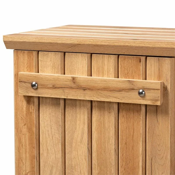 Bowery Hill Natural Oak Browned Wood 1-Door Shoe Cabinet