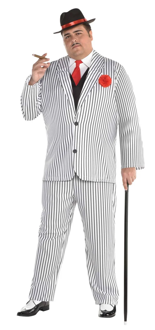 Amscan Big Gangster Adult Men's Costume - Plus Size - White