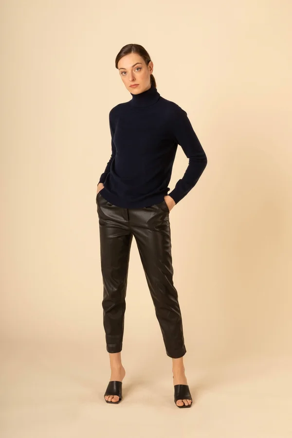 Women's Cashmere Classic Turtleneck Blue - Gobi Cashmere, XL, Navy, WK05-1479