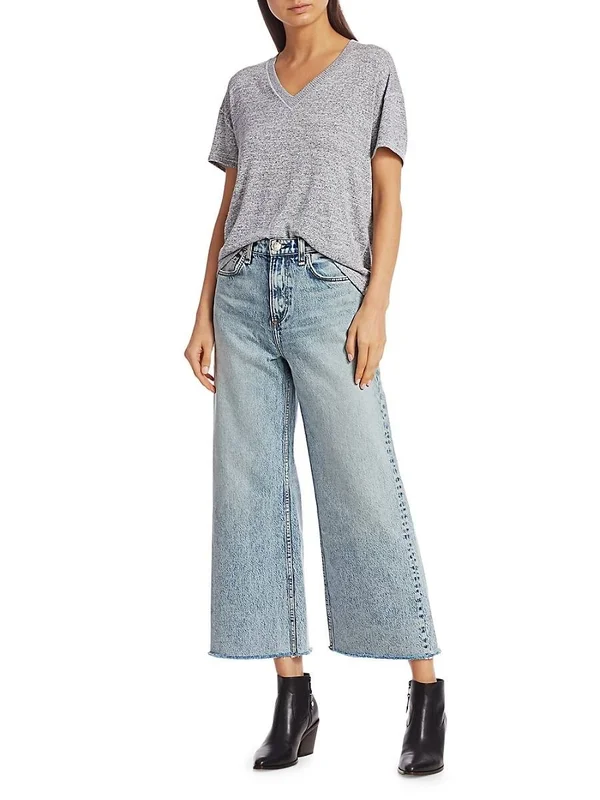 Rag & Bone Women's Avryl V-Neck T-Shirt 0400012129014 - Large - Light Heather Grey