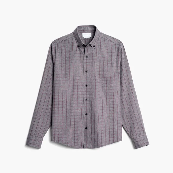 Most Comfortable, Easy Fit Performance Dress Shirts - Men's Aero Lightweight Flannel Button-Down - Grey Heather Merlot, Slim