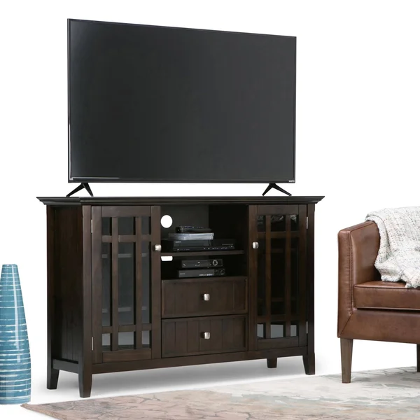 Wyndenhall Freemont Solid Wood 53 inch Wide Rustic TV Media Stand in Dark Tobacco Brown for TVs Up to 55 Inches