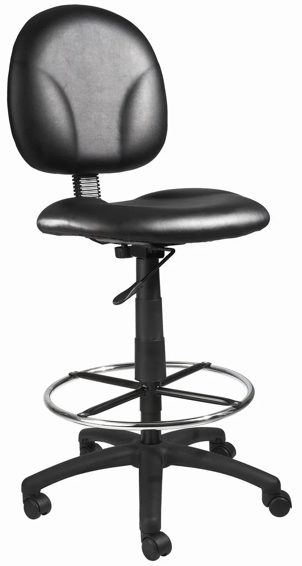 Boss Office Products B1690-CS Stand Up Caressoft Drafting Stool Without Arms in Black