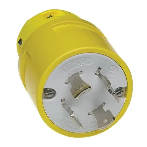 Woodhead 2877 Super-Safeway Plug - Industrial Duty, Locking Blade, 3 Phase, 3 Poles, 4 Wires, NEMA L17-30 Configuration, Rubber