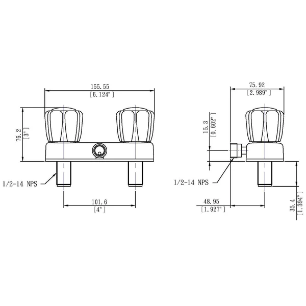 Builders Shoppe 3220acp 4120cp RV Motorhome Replacement Non-Metallic Two Handle Shower Faucet Valve Diverter with Matching Hand