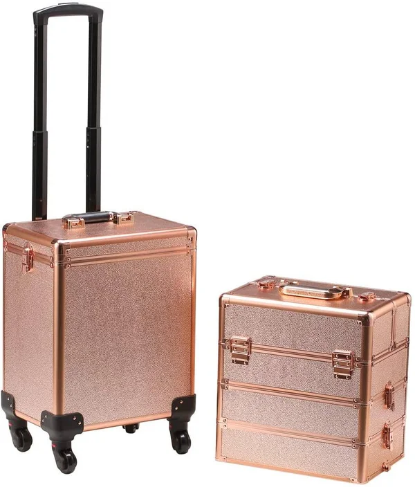 Train Case Rolling5-in-1 Portable makeupprofessional Cosmetic Organizer Makeup Traveling