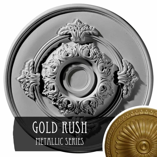 13 3/4x22OD x 1x22P Monique Ceiling Medallion (Fits Canopies Up to 3 3/4x22) - Hand-Painted Gold
