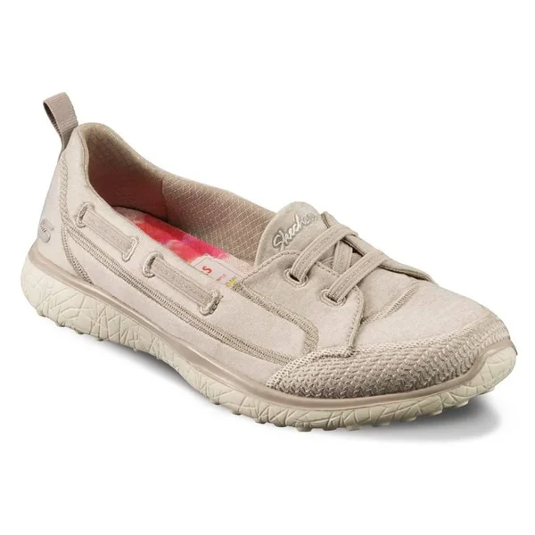 Skechers Microburst Washable Bungee Slip-On Shoes -Topnotch - Size 7 Wide, Taupe
