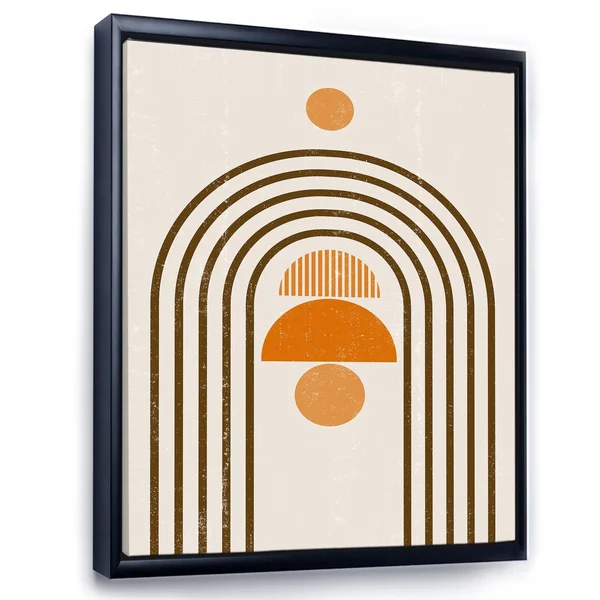 Designart &Abstract Rainbow Sun and Moon in Earth Tones IV& Modern Framed Canvas Wall Art Print - 30 in. Wide x 40 in. High - Wh