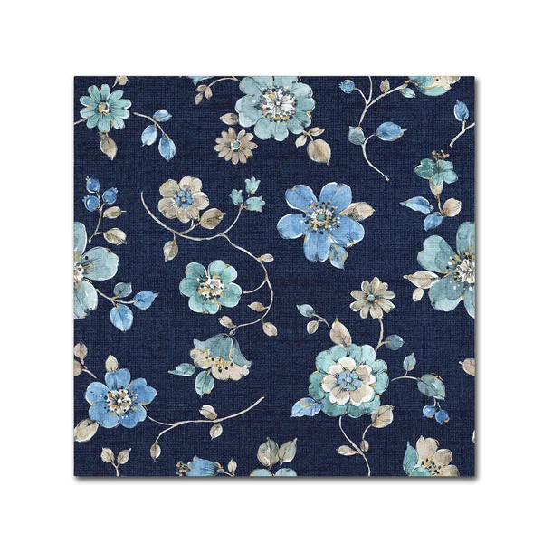 Lisa Audit 'Indigold Flowers Mini Trail Indigo' Canvas Art (24x24), Trademark Fine Art