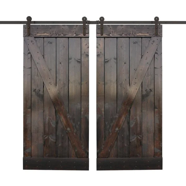 CALHOME Paneled Wood Z Bar Barn Door with Installation Hardware Kit - 36 x 84