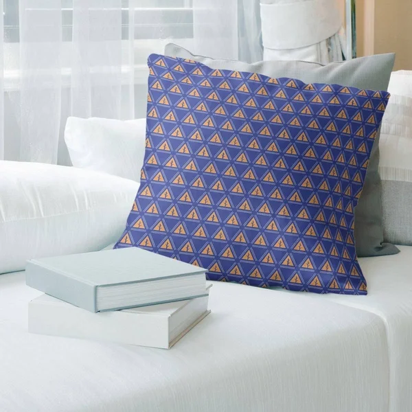 Three Color Minimalist Trees with Blue Throw Pillow - 20 x 20 - Blue & Orange - Synthetic Fiber