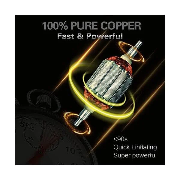 GSPSCN Silver Tire Inflator Heavy Duty Double Cylinders with Portable Bag - Metal 12V Air Compressor Pump 150PSI with Adapter for