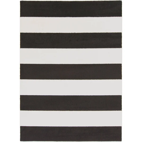 Havenside Home Goodland Woven Casual Striped Area Rug - 6&7 x 9&6 Black White