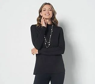 Laurie Felt Rayon Made from Bamboo BlendMock-Neck Top, Size X-Large, Black