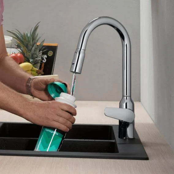 Hansgrohe M42 Single Lever Kitchen Faucet 220 - with Pull-Out Spray and sBox Chrome 71820000