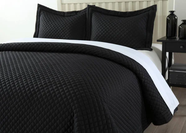 Lotus Home Microfiber Stain- and Water-Resistant Diamond Quilt - Size: King, Beige