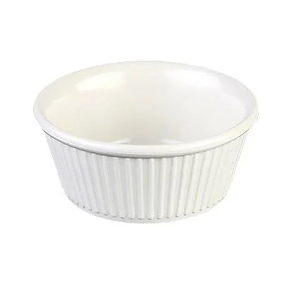 3 1/2 oz, 3 3/8x22 Bone Melamine Fluted Ramekin, Melamine, Pack of 6, 6 Packs