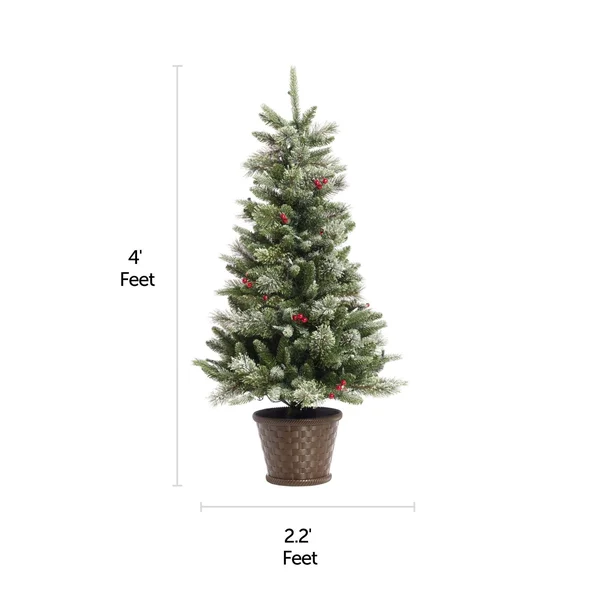 Noma 4-Foot Jackson Potted Christmas Tree, 80 Warm White LED Bulbs, 287 Pine Tips