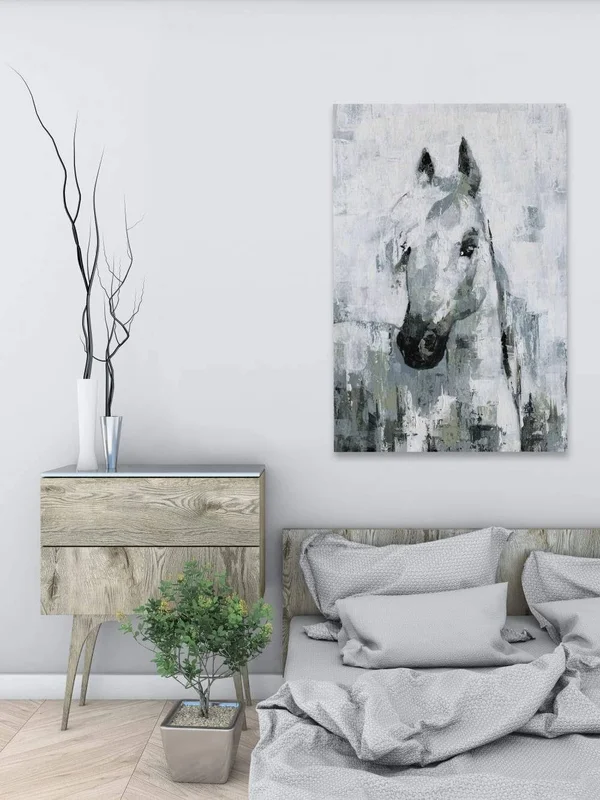 Marmont Hill Horse Portrait Canvas Wall Art, 24 inch x 16 inch, Size: 1.50 inch x 16.00 inch, White