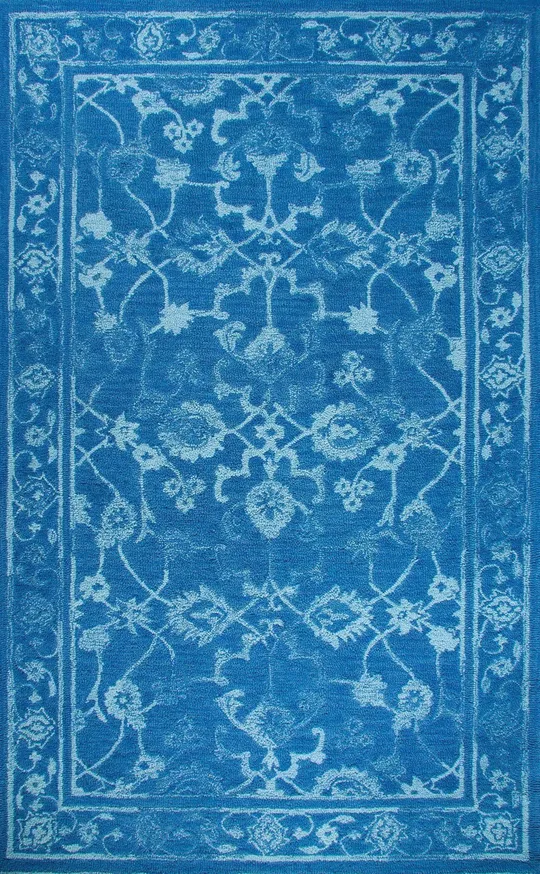 Dynamic Rugs Avalon 88802 Rug, 5' x 8', Ivory/Light Blue