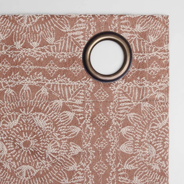 Sun Zero Evie Medallion Jacquard Theater Grade Extreme 100% Blackout Grommet-Top Curtain PANEL - Orange