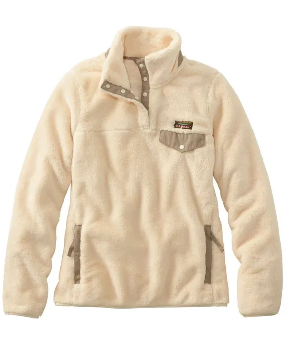 Women's Petite L.L.Bean Hi-Pile Fleece Pullover Tan Extra Large - L.L.Bean