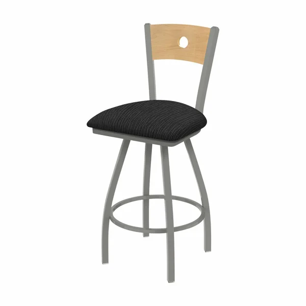 XL 830 Voltaire 30x22 Bar Stool with Anodized Nickel Finish - Axis Truffle SEAT, Medium Maple BACK, and 360 Swivel