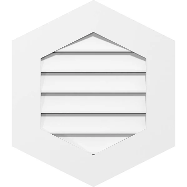 Ekena Millwork GVPVP18X2801SF-10 18x22W x 28x22H Vertical Peaked Surface Mount PVC Gable Vent 10/12 Pitch: Functional - w/ 3-1/2x