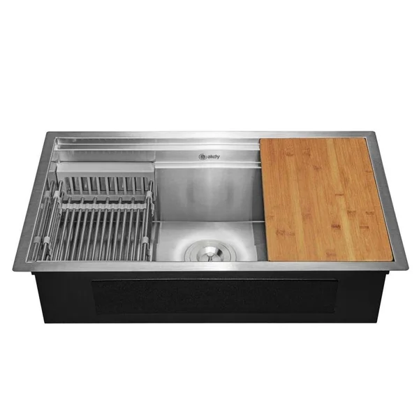 AKDY 30 inchx18 inchx9 inch Undermount Handmade Stainless Steel Kitchen Sink