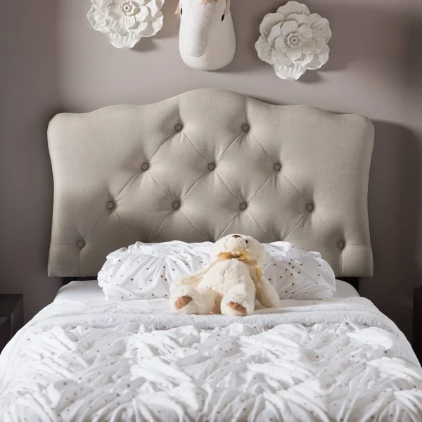 Baxton Studio Rita Modern Tufted Scalloped Headboard, Light Beige, Full