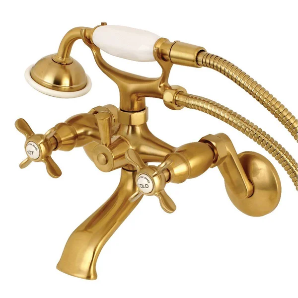 Kingston Brass KS286PN Essex Wall Mount Clawfoot Tub Faucet with Hand Shower, Polished Nickel