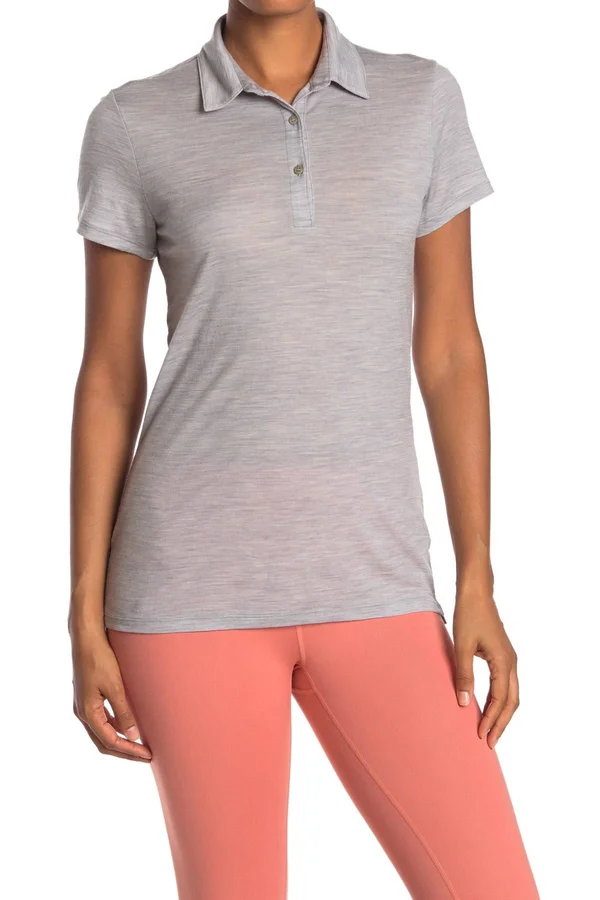 Icebreaker Women's Tech Lite SS Polo - Large - Blizzard Heather