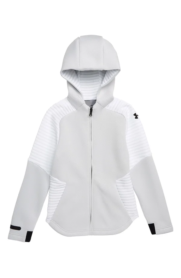 Under Armour Boys' Move Full Zip Hoodie - White, Youth X-Small