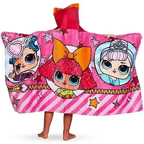 Franco Kids Bath and Beach Soft Cotton Terry Hooded Towel Wrap, 24 inch x 50 inch, L.O.L. Surprise